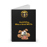 Avoid Biting When A Growl Will Do Black Spiral Notebook - Ruled Line