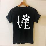 LOVE Paw Print Letter - Women's Cotton Casual Tee