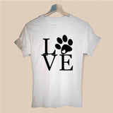 LOVE Paw Print Letter - Women's Cotton Casual Tee