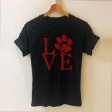 LOVE Paw Print Letter - Women's Cotton Casual Tee
