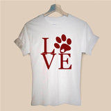 LOVE Paw Print Letter - Women's Cotton Casual Tee