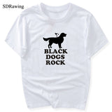 BLACK DOGS ROCK Women's Cotton Tee T-Shirt w/ 5 color choices, Plus sizes