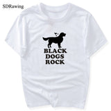 BLACK DOGS ROCK Women's Cotton Tee T-Shirt w/ 5 color choices, Plus sizes