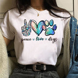 Peace Love Dogs Fashion T-shirt Fashion Women