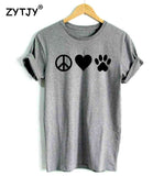 PEACE LOVE PAW PRINT *Dog or Cat* Women's Cotton T-Shirt