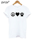 PEACE LOVE PAW PRINT *Dog or Cat* Women's Cotton T-Shirt