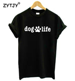 DOG LIFE Paw Print Women's Cute Tee Cotton T-Shirt