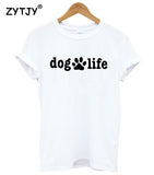 DOG LIFE Paw Print Women's Cute Tee Cotton T-Shirt