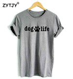 DOG LIFE Paw Print Women's Cute Tee Cotton T-Shirt